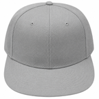 A plain light gray structured baseball cap with a flat visor and a button on top, shown against a solid white background.